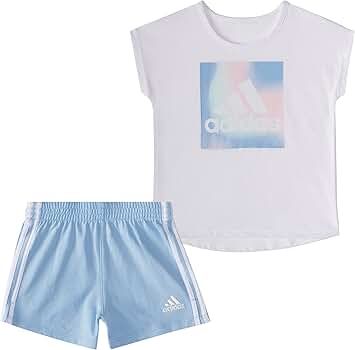 adidas Girls' 2 Piece Cotton French Terry Short Set | Amazon (US)