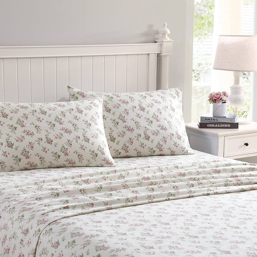 Laura Ashley - Flannel Sheets Twin Size, Anti-Pilling & Wrinkle Resistant Cotton, Touchably Soft ... | Amazon (US)