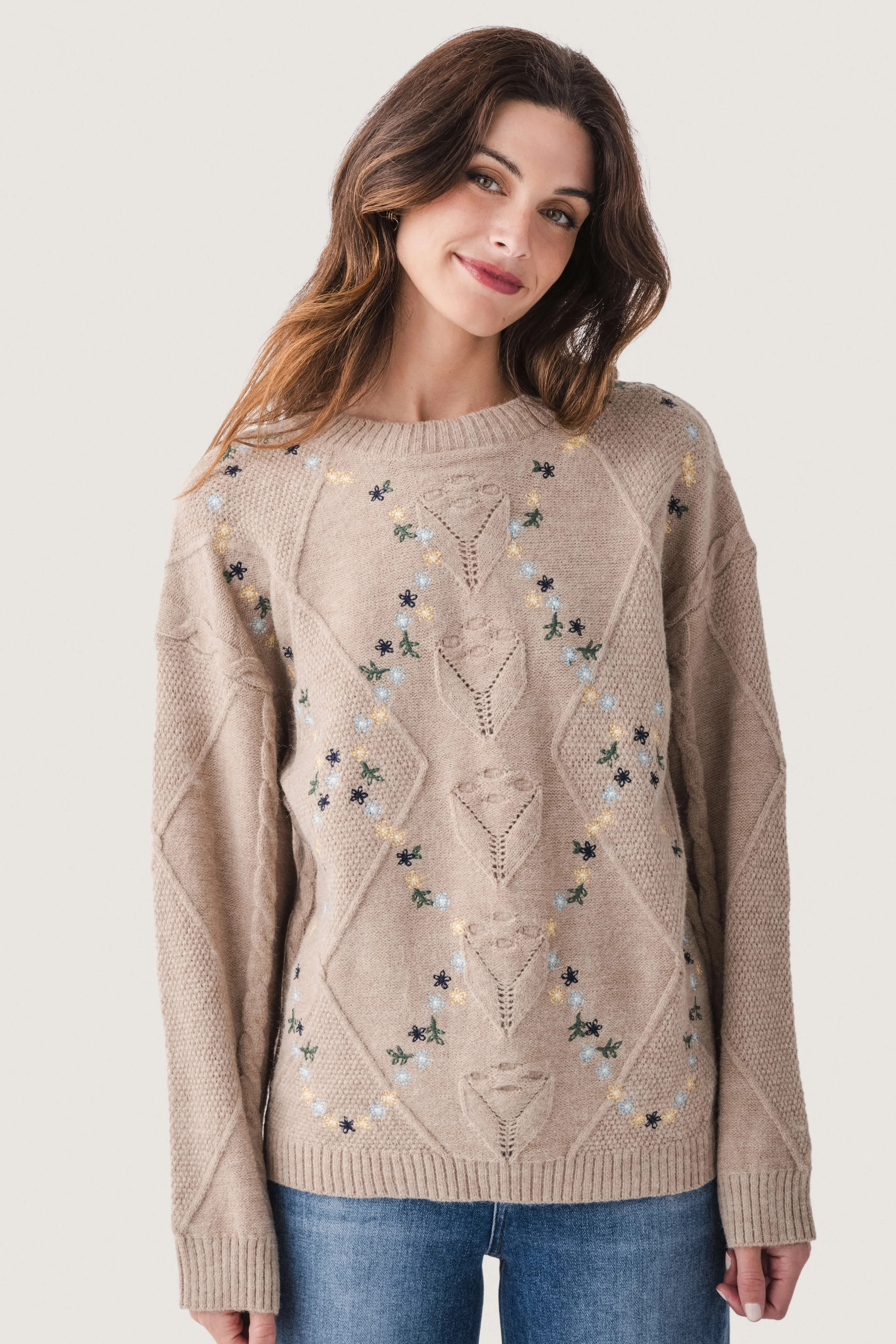 Strut & Bolt Embroidered Knit Sweater | Social Threads