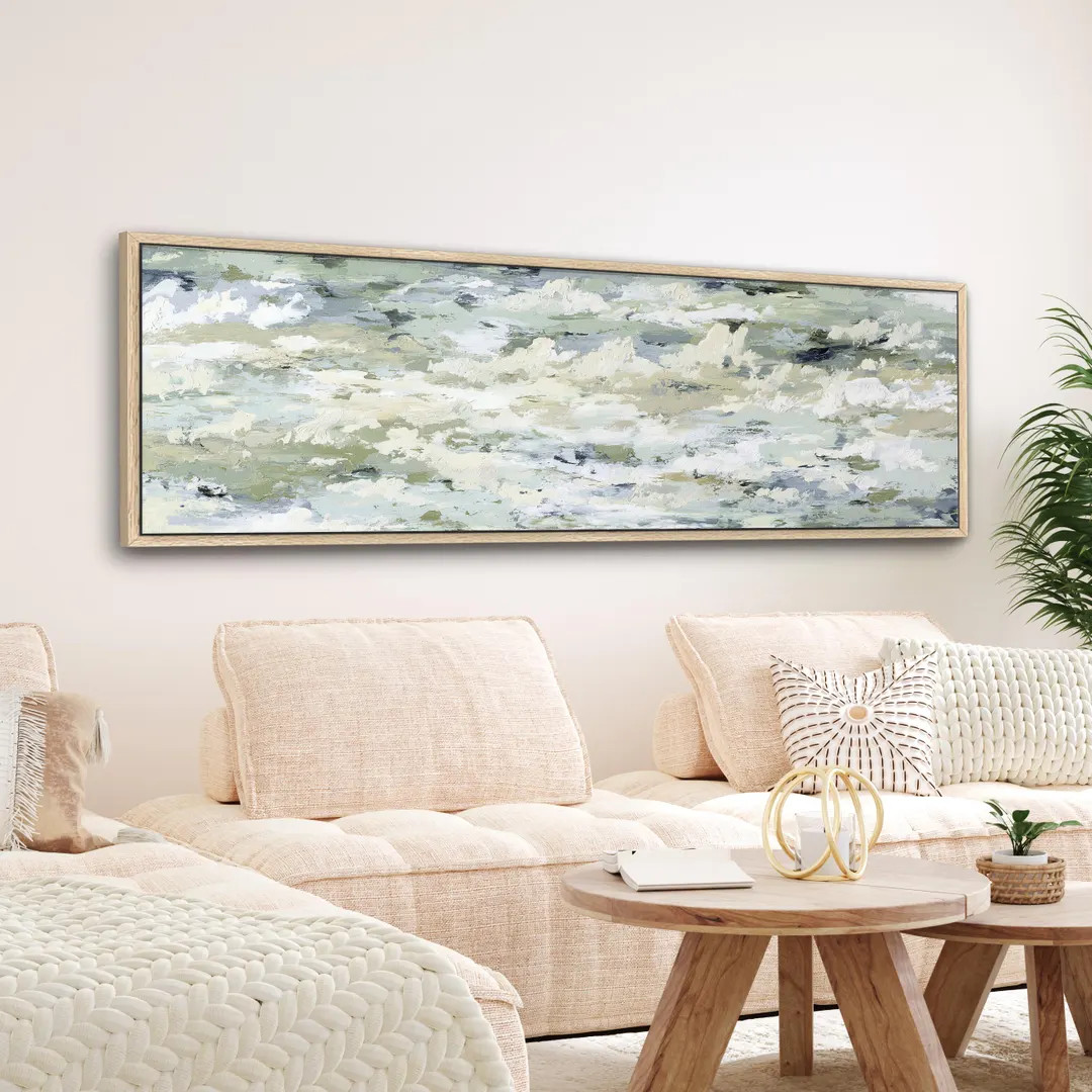 Sage and Ivory Canvas Print | Modern Abstract Horizontal Wall Art | Large Contemporary Apartment ... | Etsy (US)