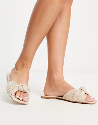 ASOS DESIGN Firefly knot flat sandal in natural | ASOS (Global)