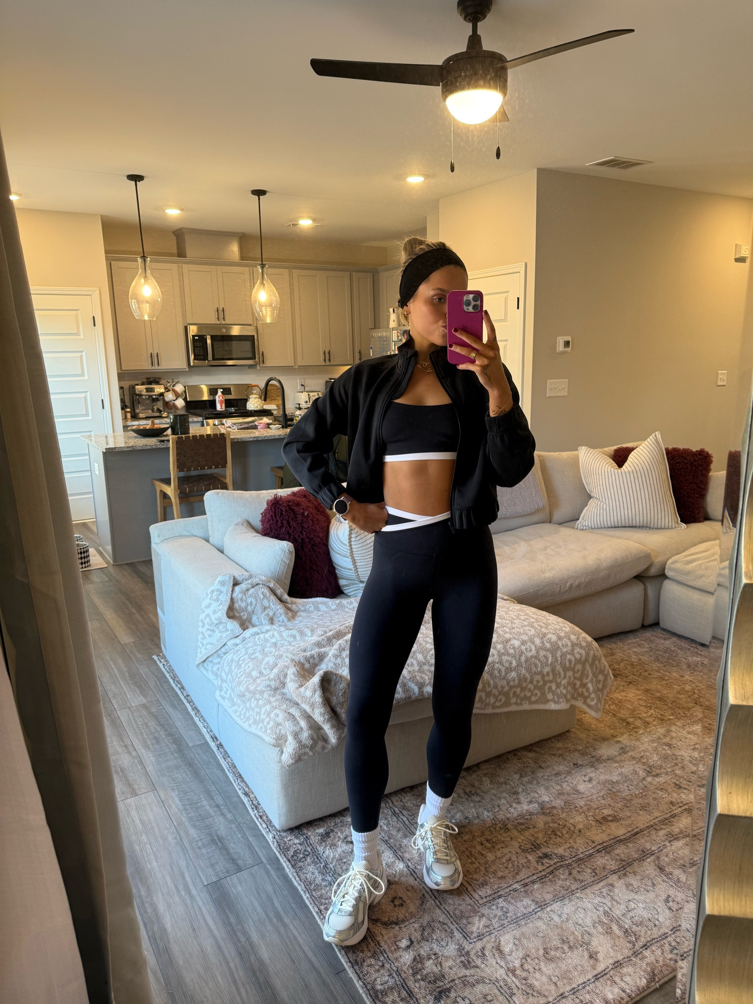 I did size S in jacket & pants and M in sports bra !! 