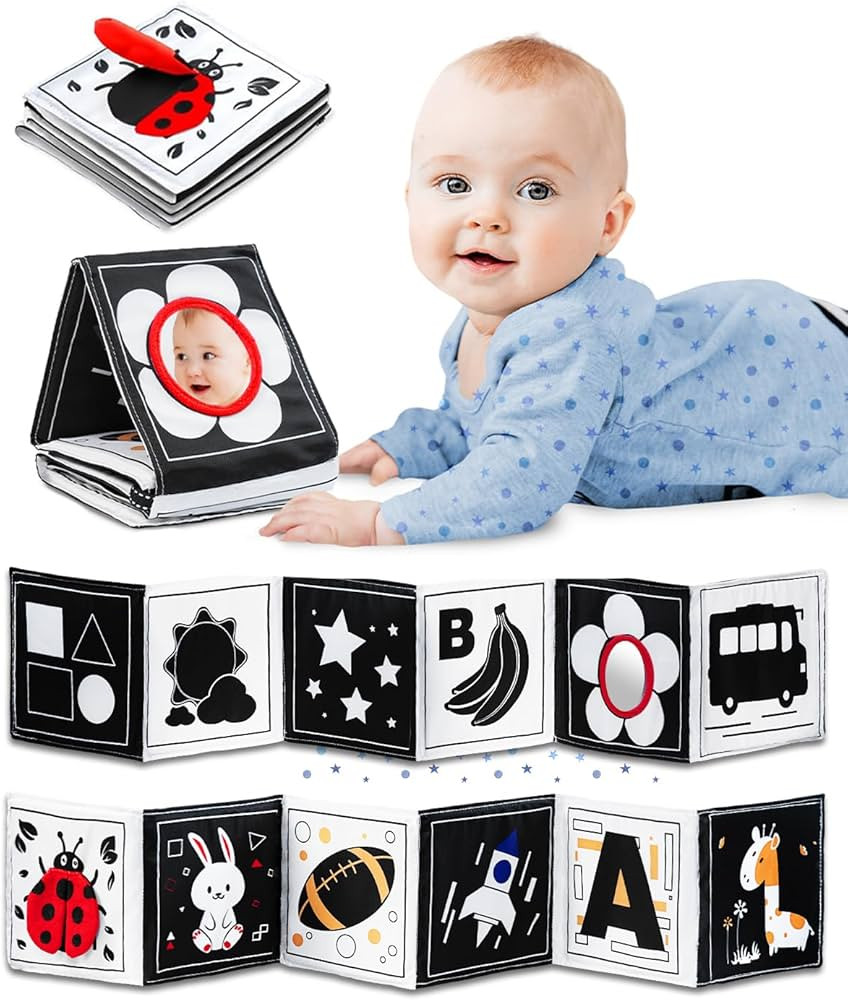 Infinno High Contrast Baby Toys for Newborn, Tummy Time Mirror Black and White Toys for 0-6 Month... | Amazon (US)