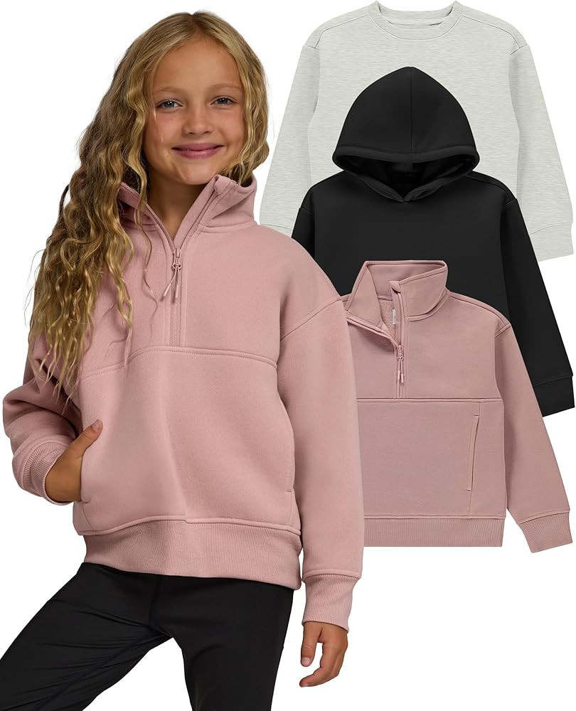 PURE CHAMP Girls Sweatshirt 3 Pack Hoodies for Teen Girls Crewneck Sweatshirt Quarter Zip hoodies... | Amazon (US)