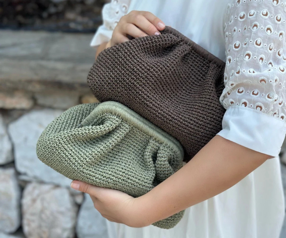Raffia Crochet Clutch Bag | Woven Straw Summer Handbag | Pouch Clutch Bag With Hidden Metal Locke... | Etsy (US)