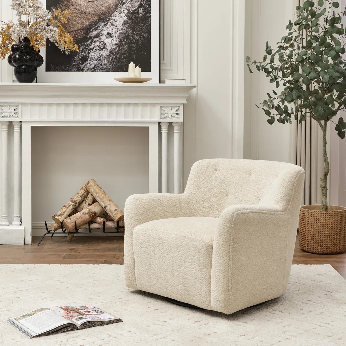 Fae Chenille Upholstered Swivel Armchair | Wayfair North America