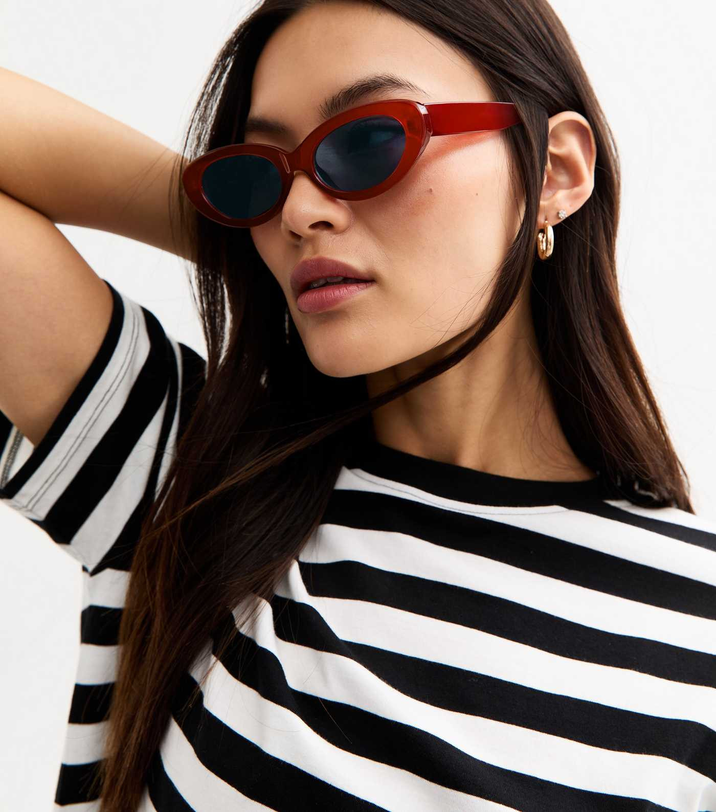 Red Oval Frame Sunglasses | New Look | New Look (UK)