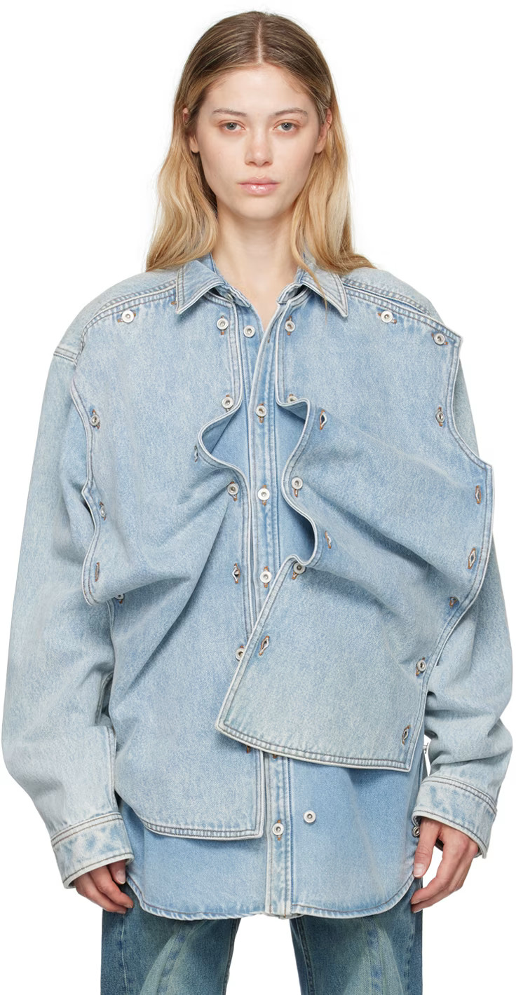 Blue Snap Off Denim Shirt | SSENSE