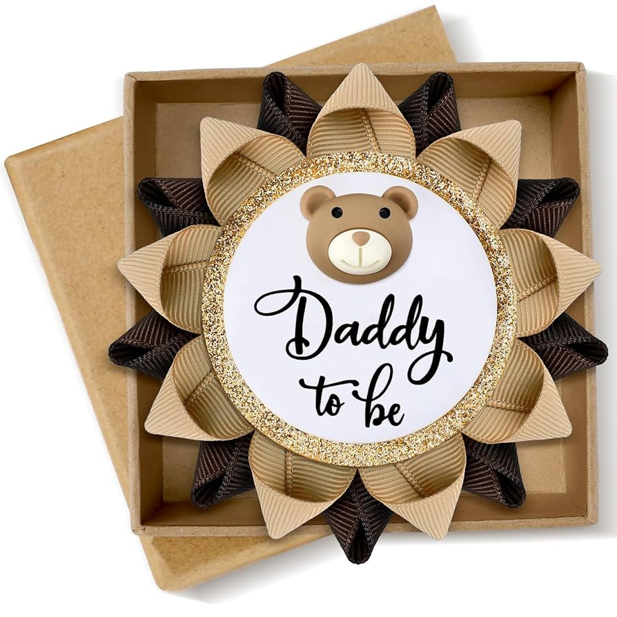 Dad to Be Pin Bear Baby Shower Decorations Gender Reveal Cartoon Bear Badge Button Pin with Gift ... | Amazon (US)