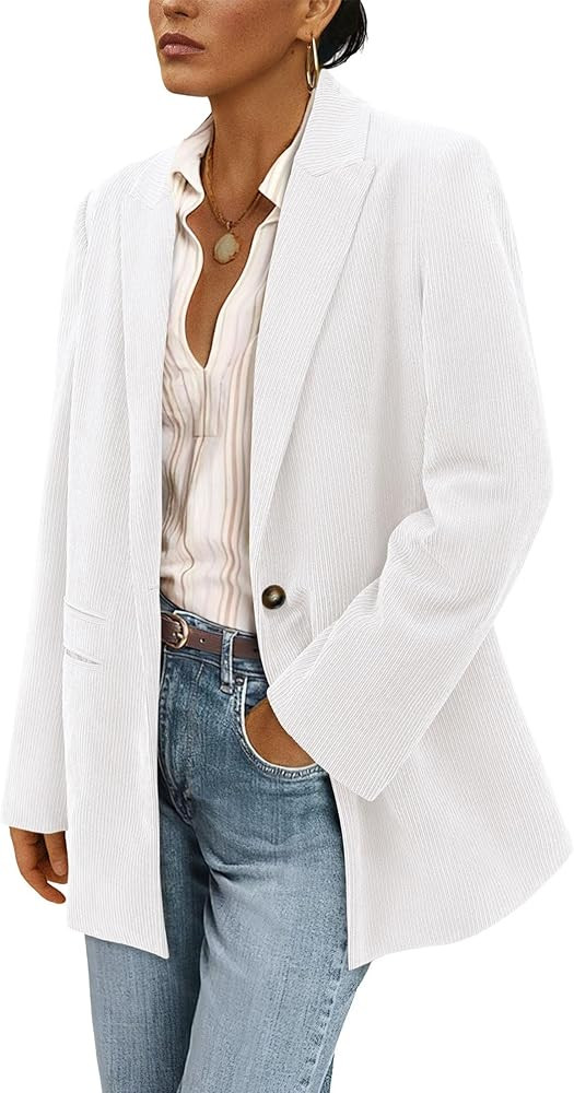 PRETTYGARDEN Women's Winter Corduroy Blazers Jackets Dressy Casual Ribbed Long Sleeve Lapel Fashi... | Amazon (US)