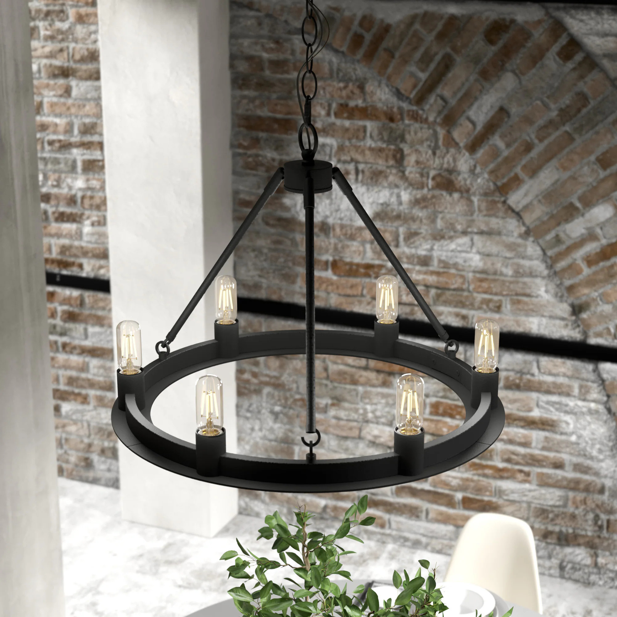 Hunter Saddlewood 6 -Light Matte Black Metal Chandelier one_size | 19033 | Lowe's