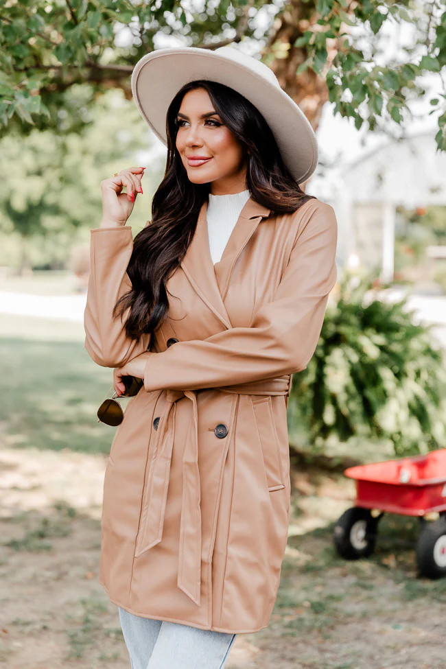 Your Own Way Camel Faux Leather Coat | Pink Lily