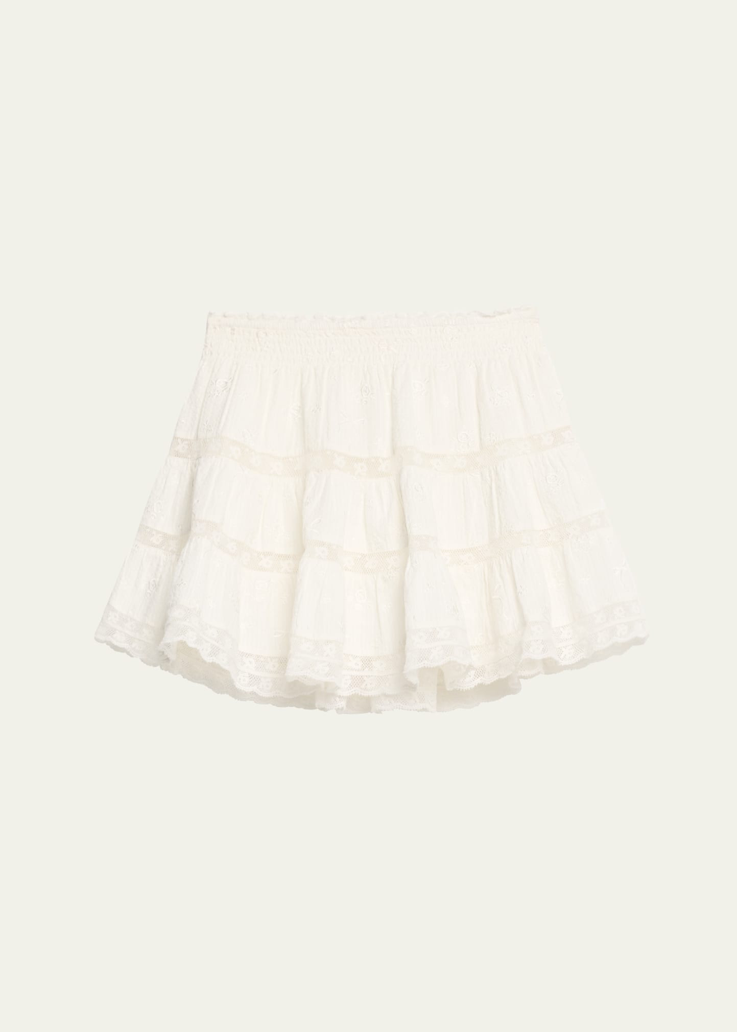 LoveShackFancy Viro Lace-Trim Mini Skirt | Bergdorf Goodman