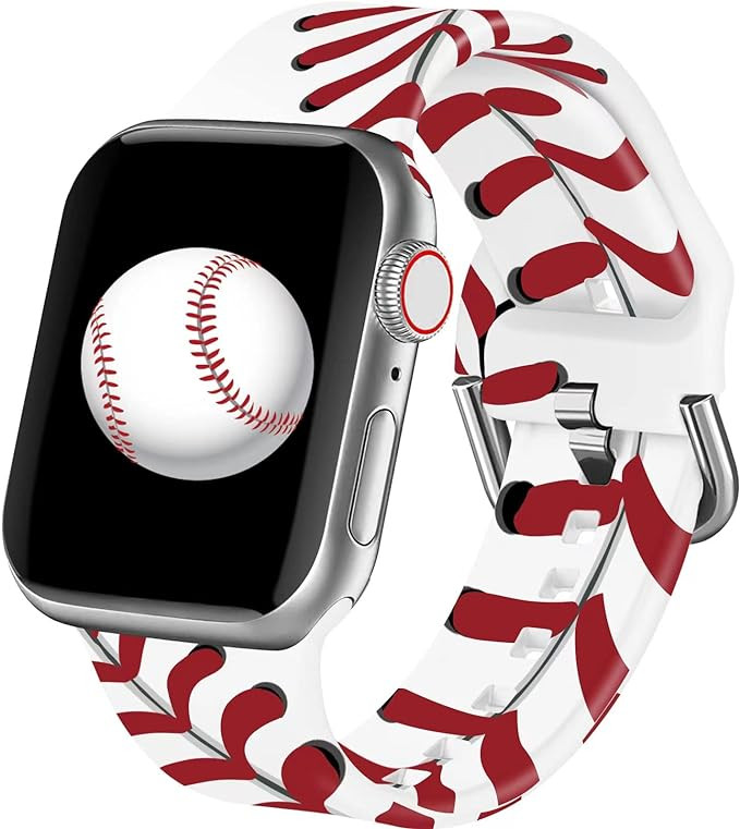 ACESTAR Double Sided Band Compatible with Apple Watch Band 49mm 45mm 44mm 42mm, Baseball Softball... | Amazon (US)