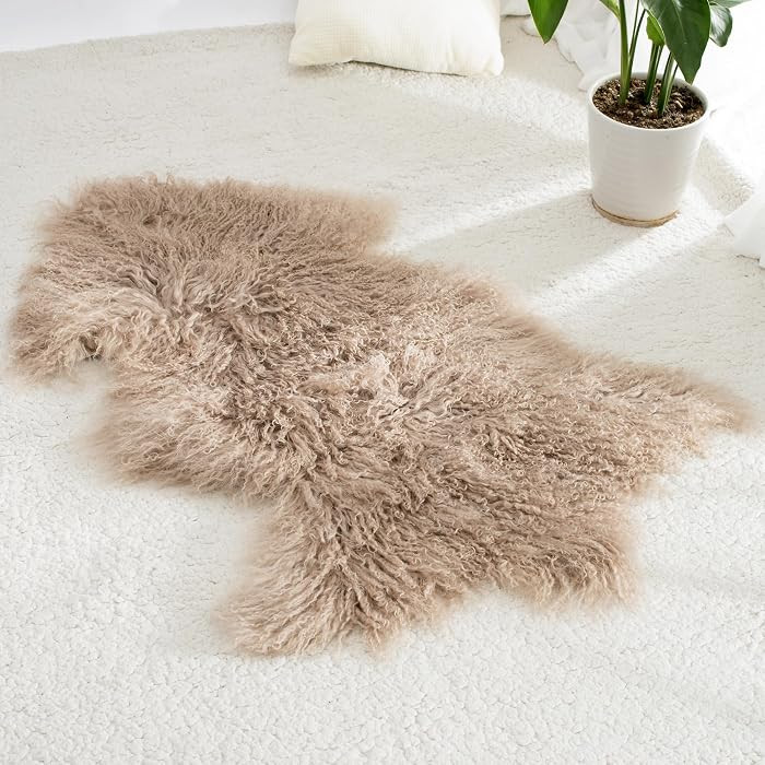 Genuine Tibetan Mongolian Sheepskin Area Rug 2x3ft | Amazon (US)
