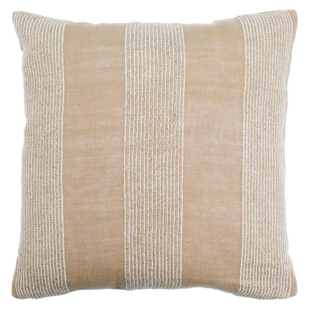 Ezra Coastal Beach Beige Linen Decorative Throw Pillow - 18x18 | Kathy Kuo Home