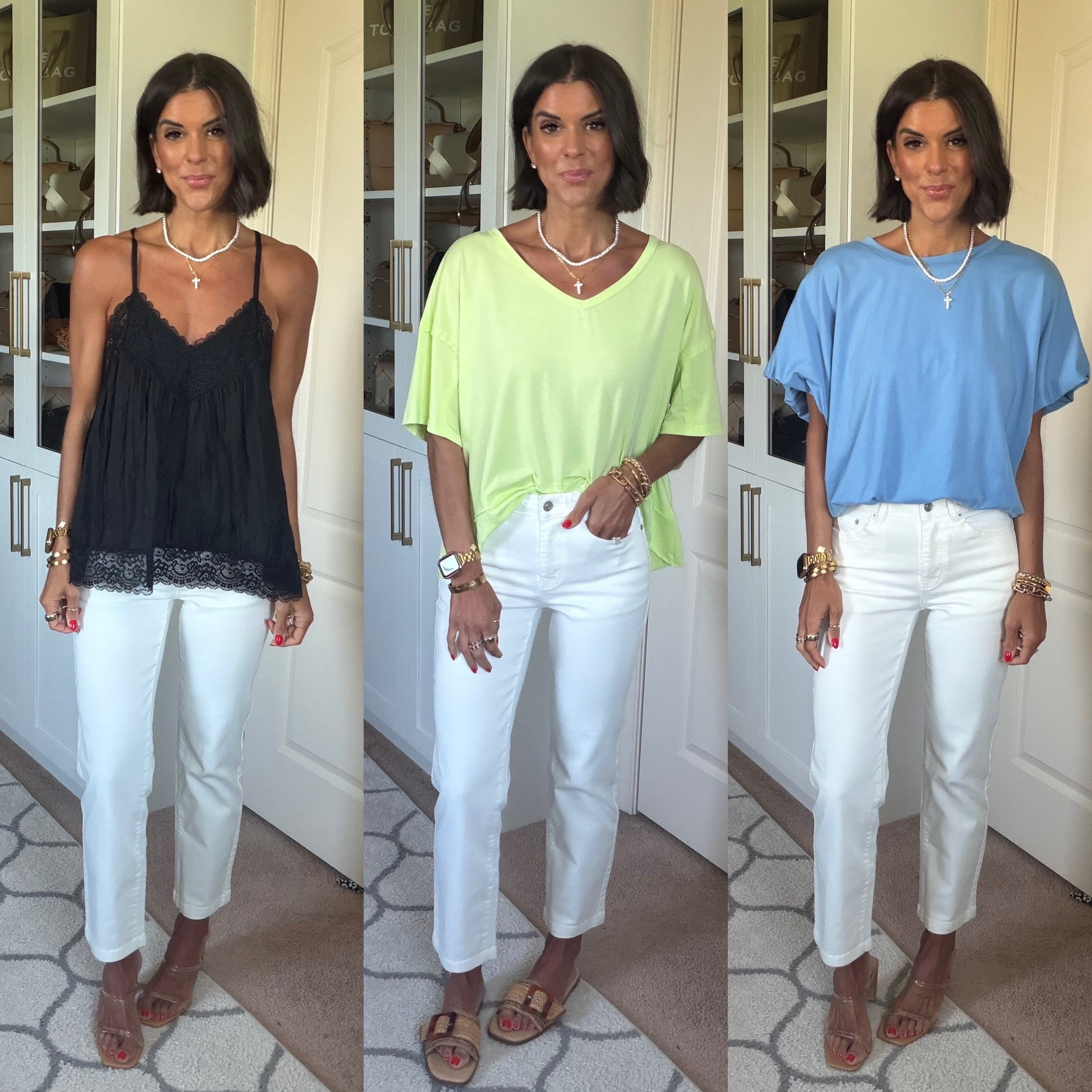 Size small in tops, sized up one in white jeans

#LTKSeasonal