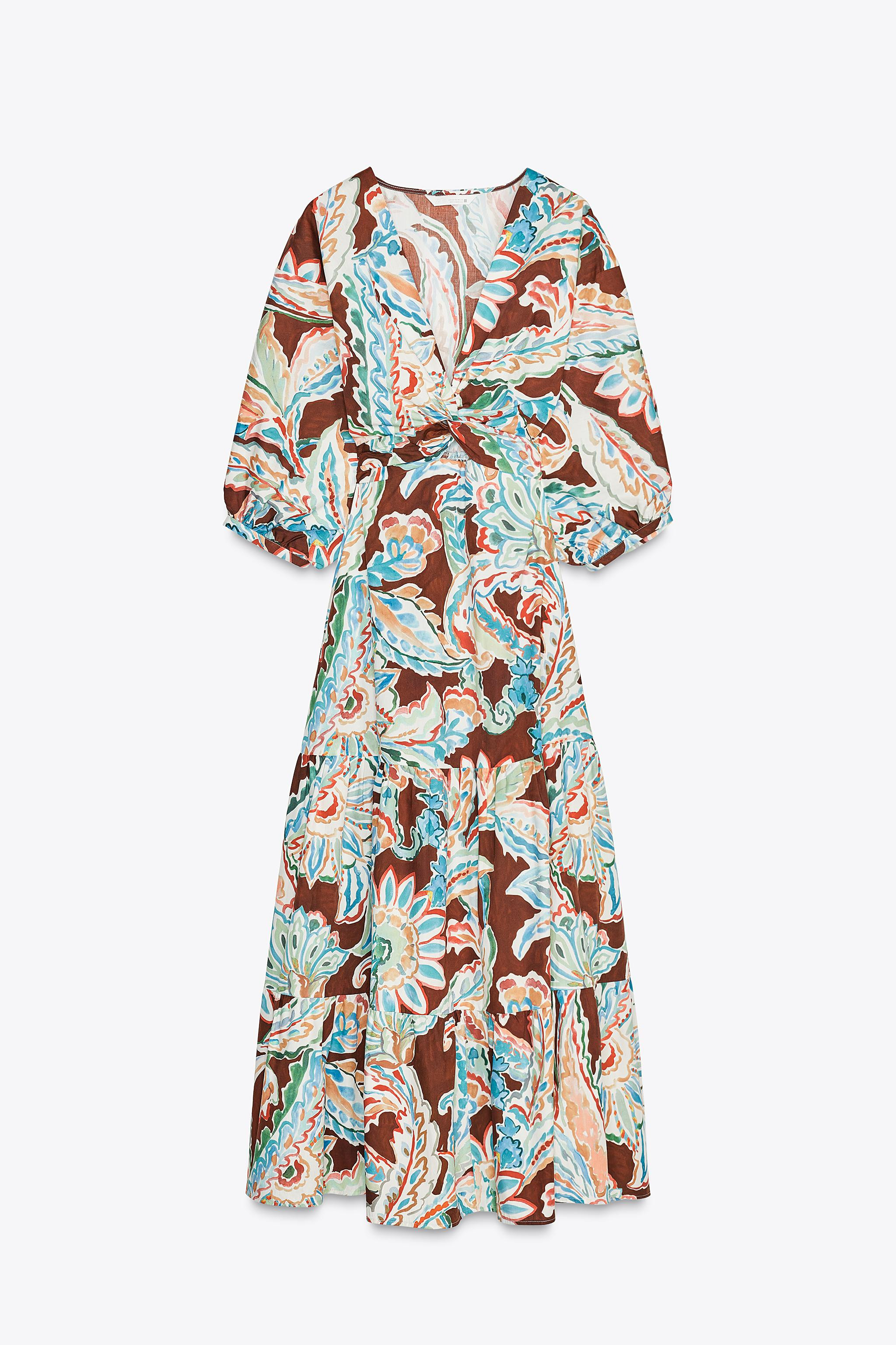 PRINTED POPLIN TIE DRESS | Zara US
