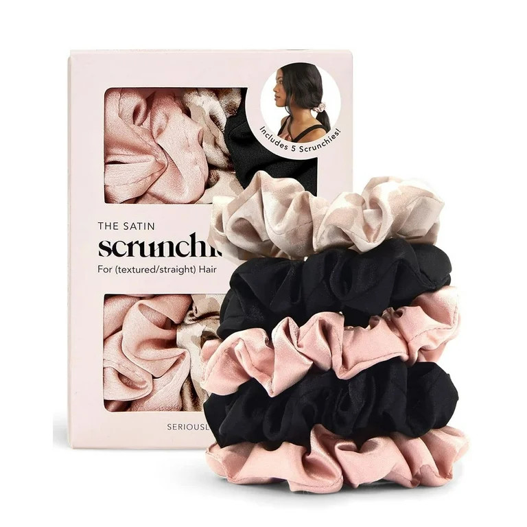 Kitsch Satin Hair Scrunchies for Women - Softer than Silk, Satin Scrunchie, 5 Pack (Assorted) | Walmart (US)