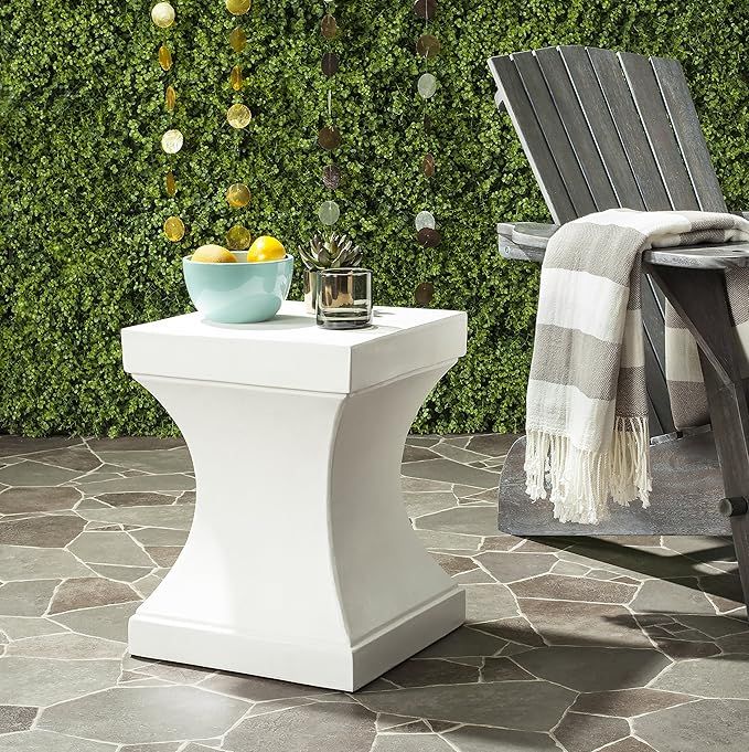Safavieh Outdoor Collection Curby Modern Concrete Ivory 17.7-inch Accent Table | Amazon (US)