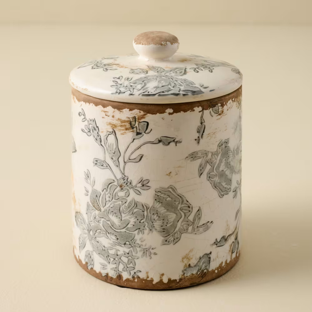 Dusty Blue and White Distressed Canisters | Magnolia