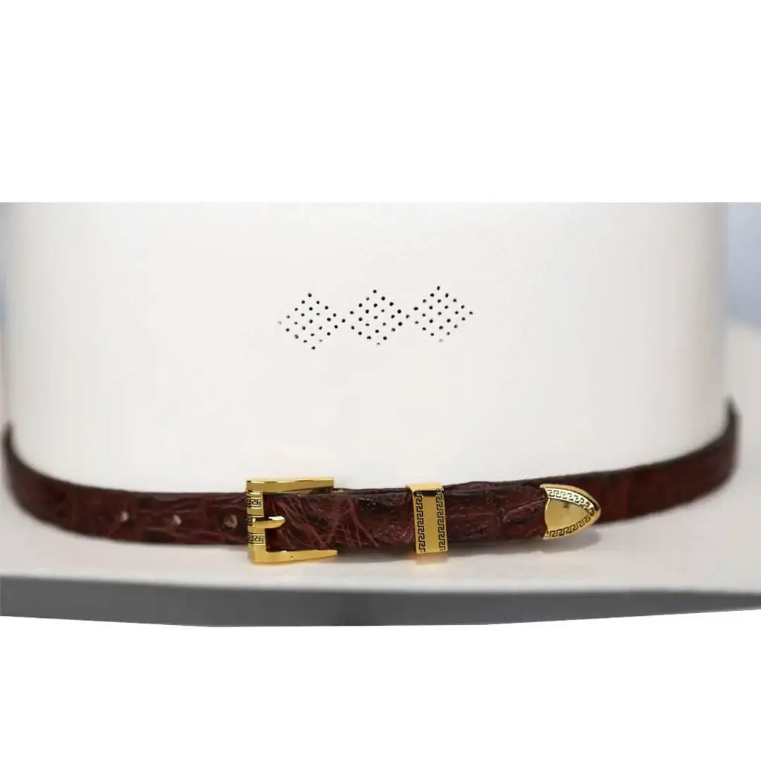 Alligator Crocodile Cowboy Hat Band Gold Plated 3 Piece Buckle Set Handmade 26” | Etsy (US)