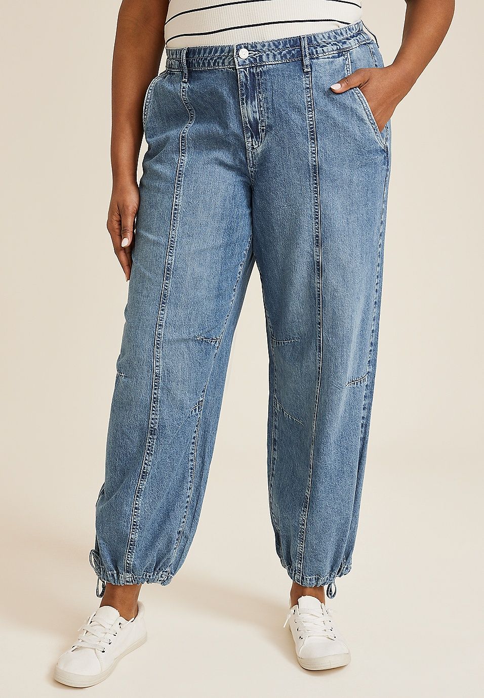 Plus Size m jeans by maurices™ High Rise Seamed Denim Jogger | Maurices
