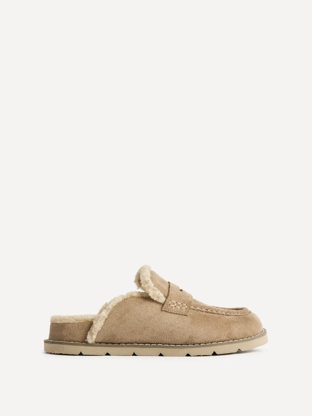 Collected Taupe Faux Fur Mule Loafers | Linzi Shoes