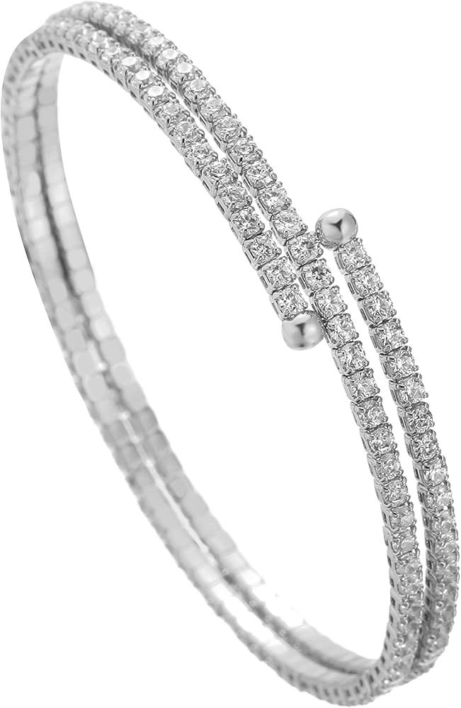 IDesign Valentine Day Gift Rhinestone Cuff Bracelet Bangle Sparkly Cute Bridesmaid Wedding jewelr... | Amazon (US)