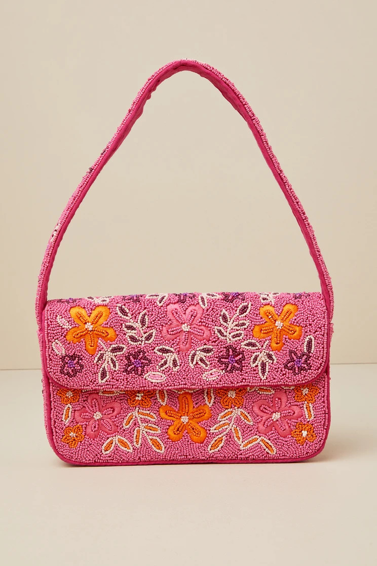 Bold Accent Hot Pink Multi Beaded Shoulder Bag | Lulus