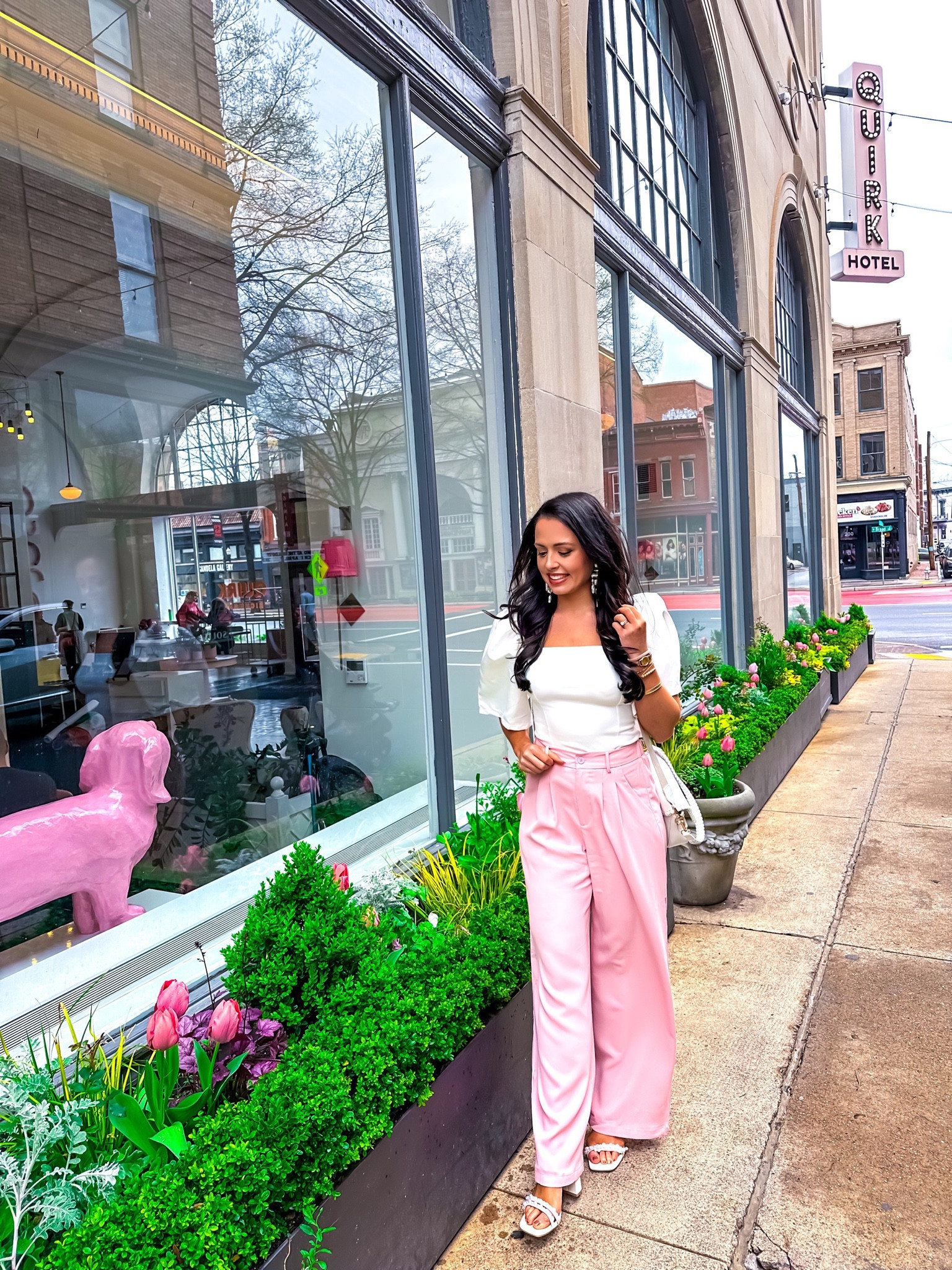 Under $35 amazon light pink trouser pants (small, multiple colors), under $30 amazon puff sleeve white top (small, 5+ colors), under $30 amazon saddlebag purse, under $15 pearl earrings and $35 target pearl heels #founditonamazon 


#LTKSaleAlert #LTKFindsUnder50 #LTKSeasonal