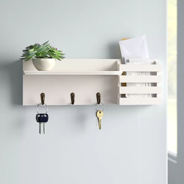 Hines Utility 18" W x 6" H x 4.25" D Shelf with Pocket and Hanging Hooks | Wayfair North America