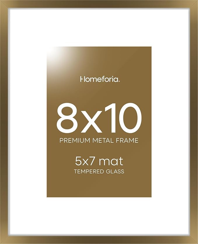 Homeforia Bronze Picture Frames 8x10, High End Metal 8 x 10 Photo Frame with Mat 5 x 7 Art, 10x8 ... | Amazon (US)
