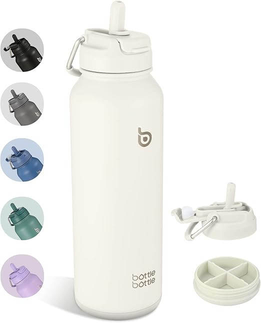 BOTTLE BOTTLE 40oz Insulated Water Bottle with Straw Sport Stainless Steel Water Bottle with Hand... | Amazon (US)
