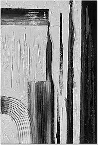 Black and White Abstract Painting, Large Vertical Canvas Wall Art Textured Contemporary Modern Ar... | Amazon (US)
