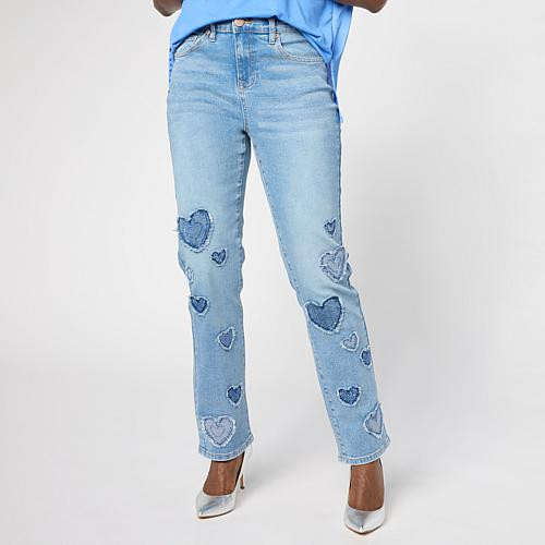 DG2 by Diane Gilman New Classic Stretch Heart Patch Straight-Leg Jean - Blue | HSN