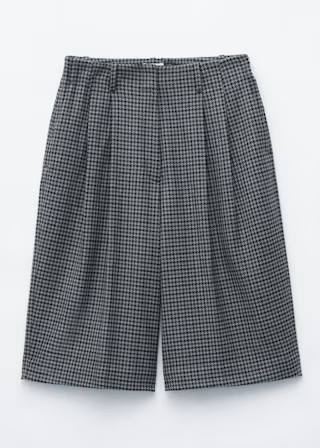 High Waist Houndstooth Shorts - Grey/Checked | & Other Stories UK