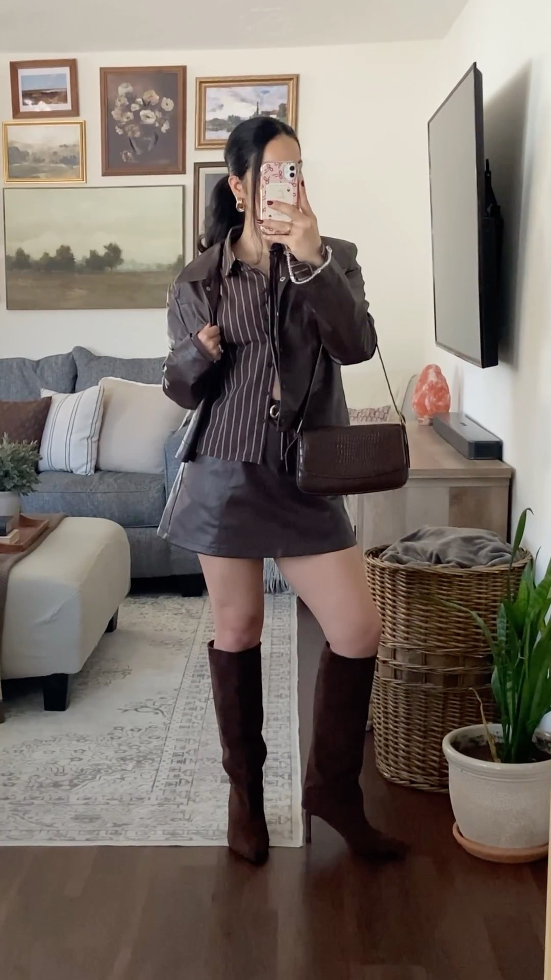 you can never go wrong with a monochromatic outfit 🤎👜🍂 monochromatic brown outfit, brown faux leather set, faux leather jacket and skort outfit, brown cropped button up, suede knee high boots outfit, brown fall outfit ideas, chic brown outfit inspo, monochrome fashion look, fall fashion 2025, elevated fall outfit, trendy brown aesthetic outfit, neutral tone outfit inspo, pinterest inspired outfit, classy brown outfit style, amazon fall fashion inspo, brown outfit styling ideas, fall wardrobe neutrals, faux leather fall look, brown boots outfit, chic fall neutrals, coordinated fall outfit, monochromatic styling inspo, elevated chic fall outfit, trendy neutral tones, brown bag outfit styling,  

 #LTKHoliday #LTKgrwm #LTKootd