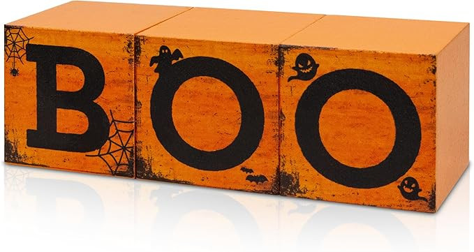 3 Pcs Halloween Wooden Tiered Tray Decor, Boo Decorations Gifts for Home, Halloween Table Centerp... | Amazon (US)