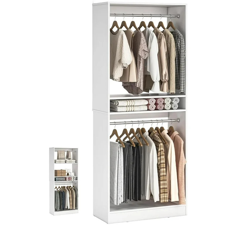 Homieasy 25” Closet System, Freestanding Closet Organizer Wardrobe with Hanging Rods and Shelve... | Walmart (US)