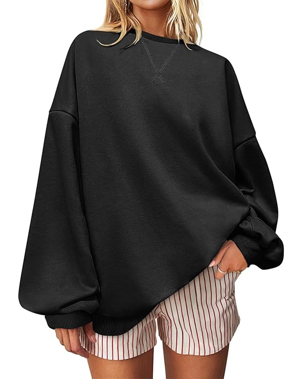 UEU Women Oversized Striped Crewneck Sweatshirt Long Sleeve Color Block Pullover Tops Casual Loos... | Amazon (US)