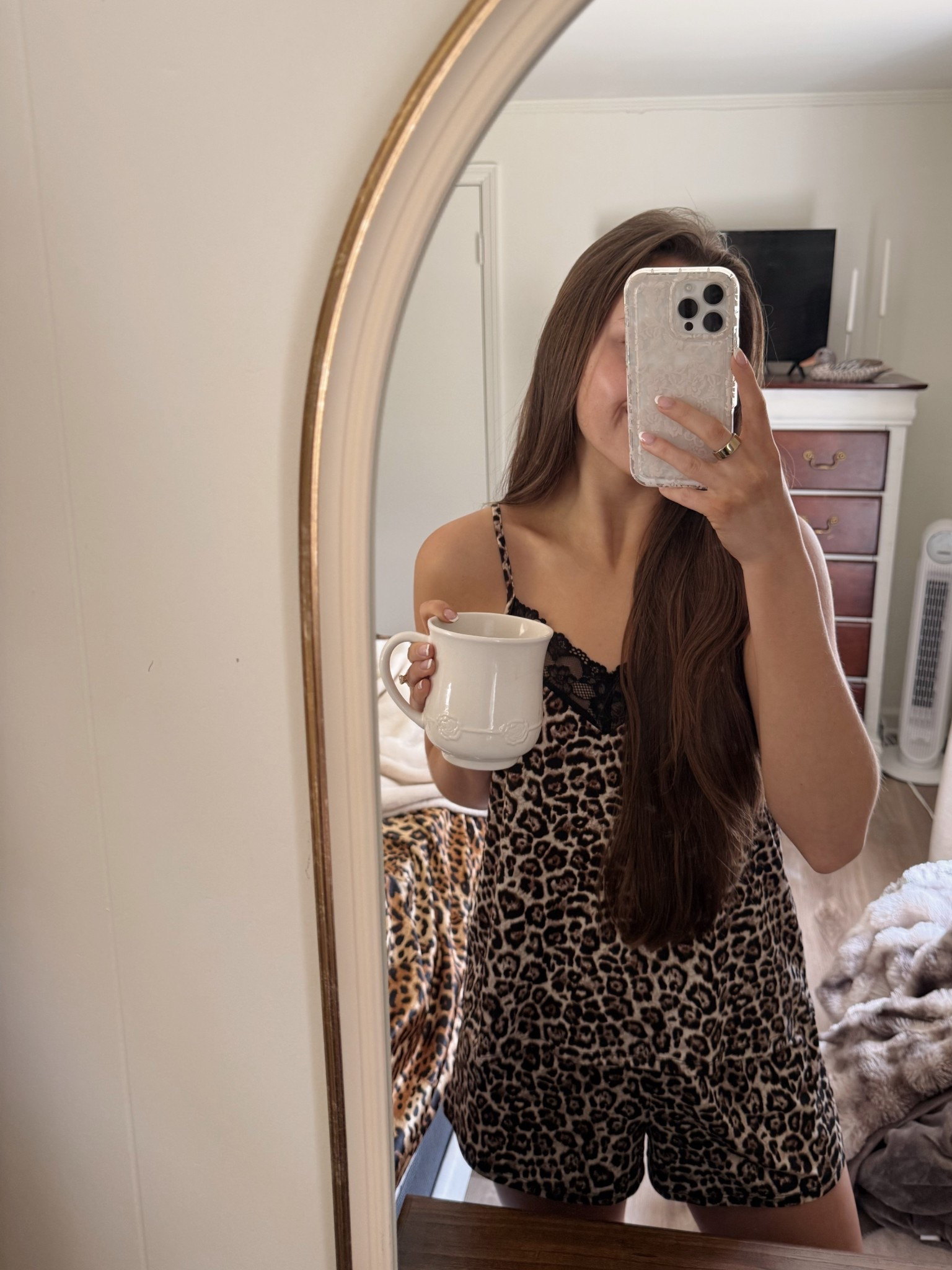 Walmart cheetah pjs — wearing a small