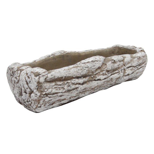 Admired By Nature 12" Cement Rustic White Tree Log Succulents Cactus Planter Pot | Walmart (US)