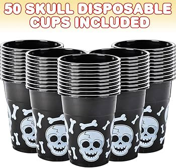 ArtCreativity 16oz Skull Disposable Party Cups, Set of 50, Plastic Party Cups for Halloween or Pi... | Amazon (US)
