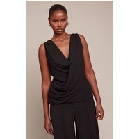 Black Sleeveless Chiffon Drape Top | PrettyLittleThing UK