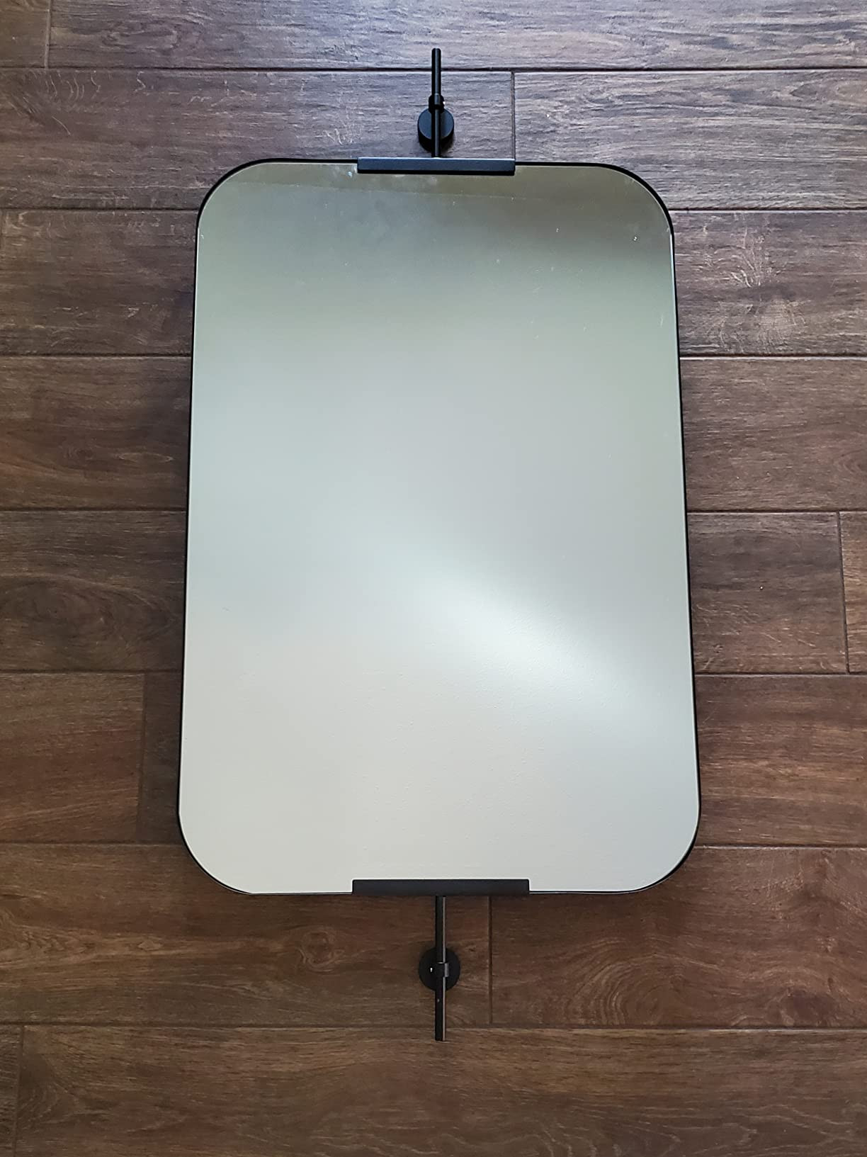 24×36 inch Farmhouse Large Black Metal Framed Pivot Rectangle Bathroom Mirror Rounded Rectanglua... | Amazon (US)