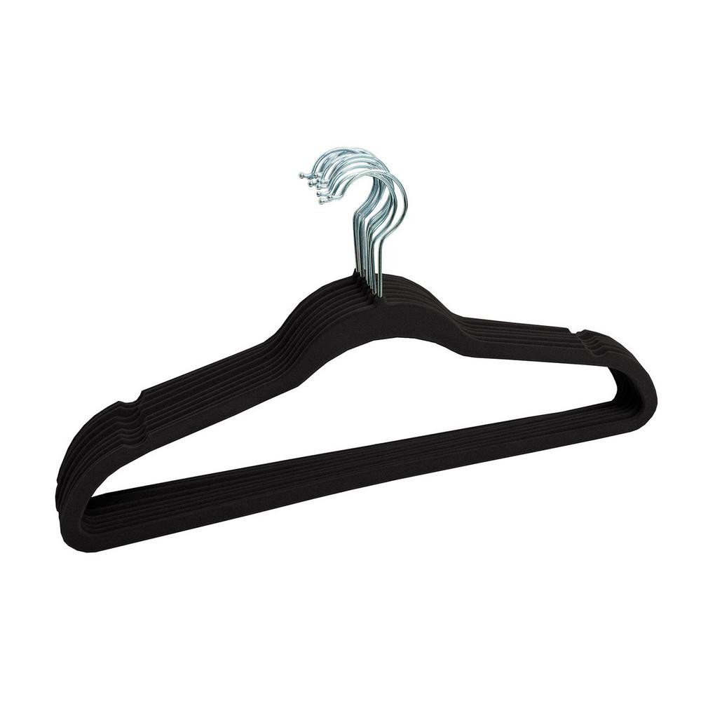 LINEN STORE Black Velvet Slim Flocked Hangers (120-Pack) | The Home Depot