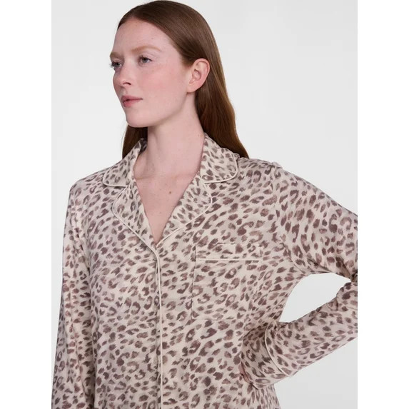 Joyspun Women’s Dreamy Soft Collection Notch Collar Top and Pants, 2-Piece Pajama Set, Sizes XS... | Walmart (US)