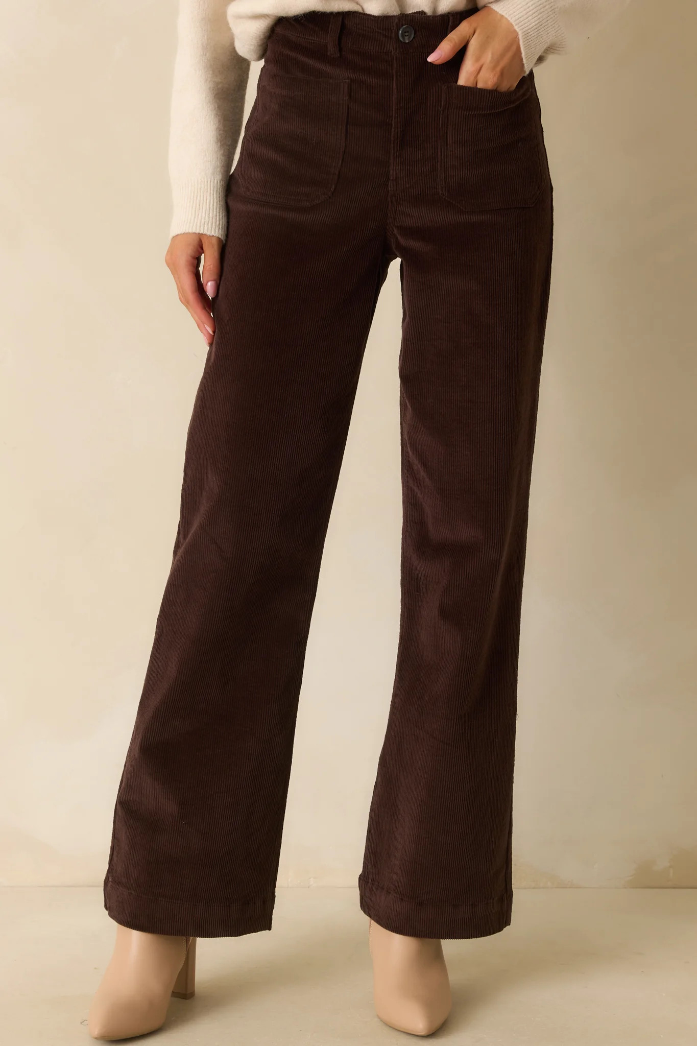 Thread & Supply Gladys Chocolate Brown Cotton Corduroy Pants | Red Dress