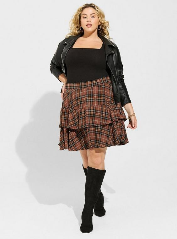 Mini Crinkle Flannel Gauze Tiered Skirt | Torrid (US & Canada)